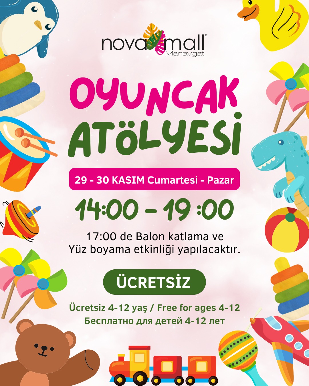 Novamall AVM’de Oyuncak Atölyesi!